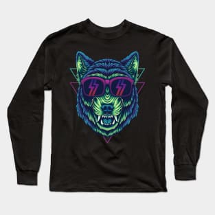 synthwolf wolf synthwave Long Sleeve T-Shirt